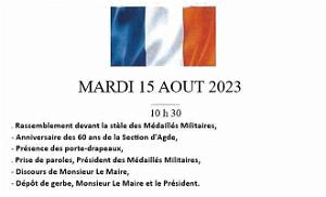 1 Cap Agde - 15 Aout 2023 -  Stele Medailles Militaires - Anniversaire 60 ans (2)